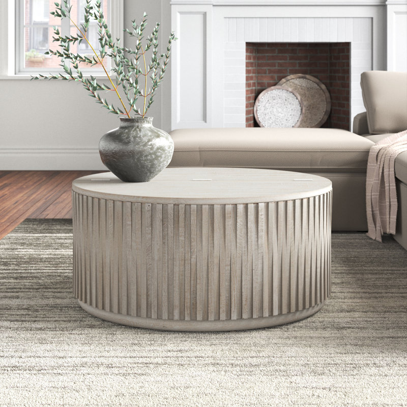 Joss & Main Sylvia Solid Wood Drum Coffee Table with Storage & Reviews